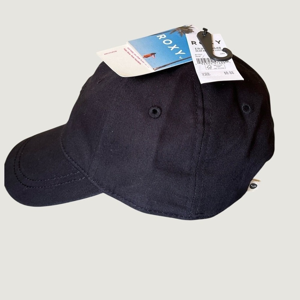 Roxy Dear Believer Logo Baseball Hat Black Womens One Size Adjustable Cotton NWT - Picture 7 of 12